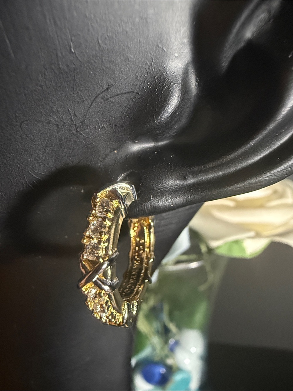 Gold Crystal-Embellished Hoop Earrings for Women